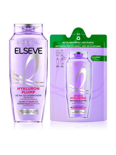 L’Oréal Paris Elseve Hyaluron Plump хидратиращ шампоан с хиалуронова киселина 2 бр.