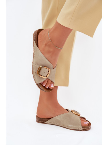 Кожени Сандали С Златна Щипка Maciejka