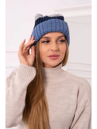 Kesi Cap with fleece Bojana K265 navy blue+turquoise+dark grey