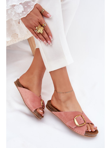 Кожени сандали със златна катарама Maciejka