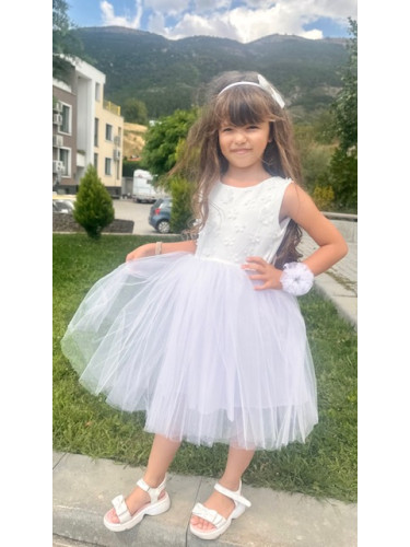 Официална детска рокля без ръкав с цветенца Кларис