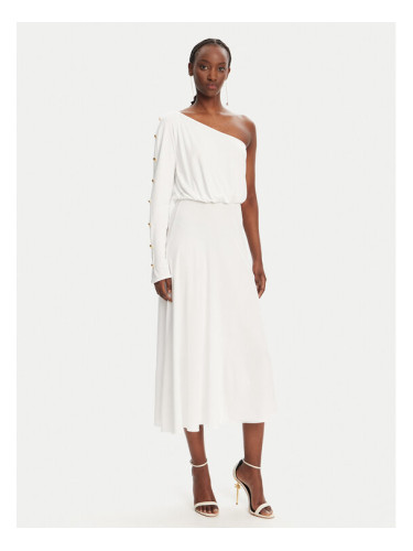 Elisabetta Franchi Коктейлна рокля AB80252E2 360 Бял Regular Fit