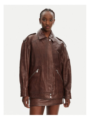 PINKO Кожено яке Fever 105012 A2I1 Кафяв Regular Fit