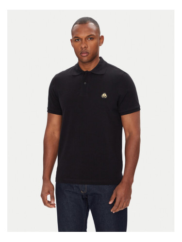 Moose Knuckles Тениска с яка и копчета Everett M34MT712G Черен Regular Fit