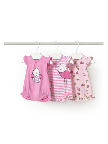 Mayoral Комплект от 3 броя детски бодита 1758 Розов