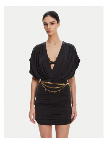 Elisabetta Franchi Коктейлна рокля AB-765-51E2 Черен Regular Fit