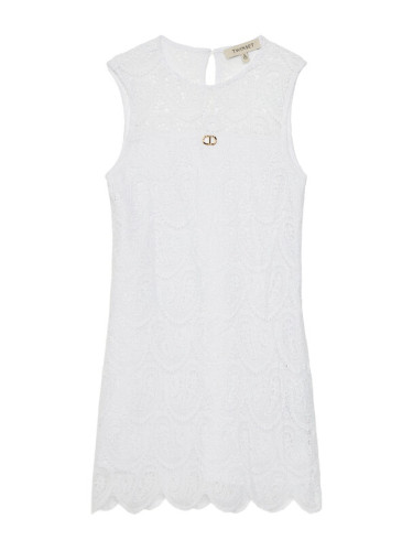 TWINSET Елегантна рокля 251GJ2QR3 Бял Regular Fit