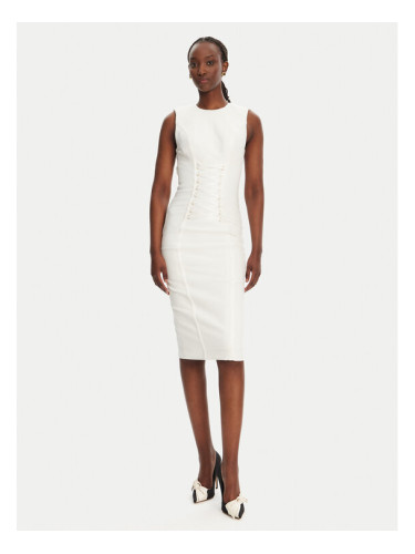 Elisabetta Franchi Коктейлна рокля AB76252E2 360 Бял Slim Fit