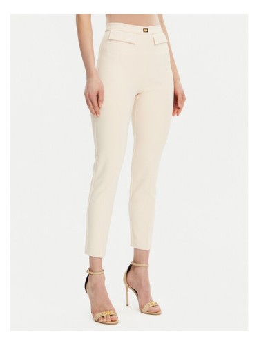 Elisabetta Franchi Текстилни панталони PA-077-51E2-V320 Екрю Regular Fit