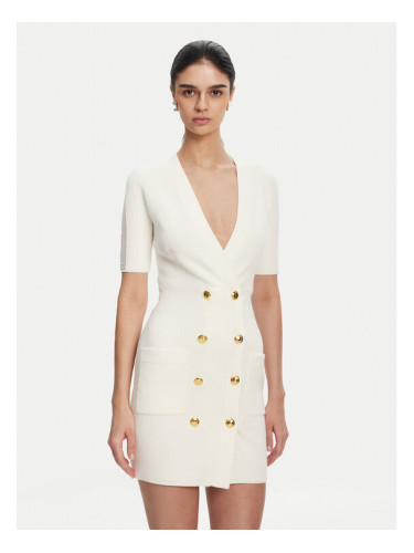 Elisabetta Franchi Плетена рокля AM-66S-51E2 Бял Regular Fit