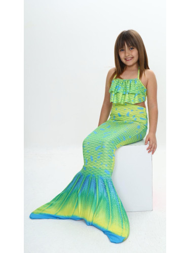 Детски бански тип русалка в зелено, синьо и жълто 432310