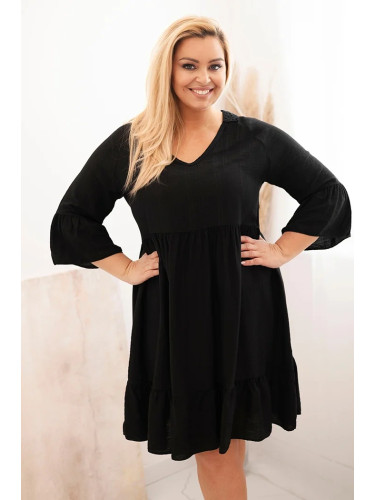 Kesi Włoski Women's Plus Size viscose dress with openwork decoration black