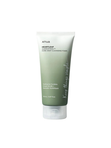 Пяна за лице дълбоко почиства мазна и акнеична кожа ANUA Heartleaf Quercetinol Pore Deep Cleansing Foam