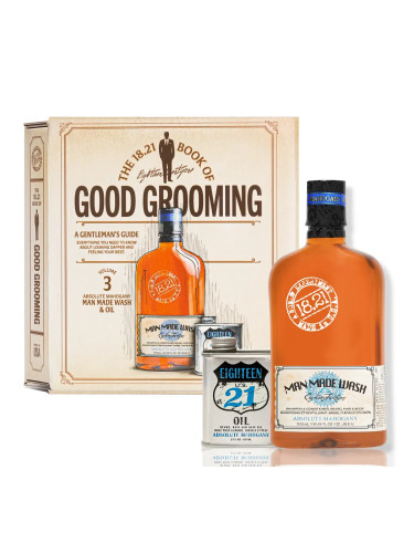 Комплект за мъже 18.21 MANMADE Book of Good Grooming Gift Set (Wash+Oil Absolute Mahogany)