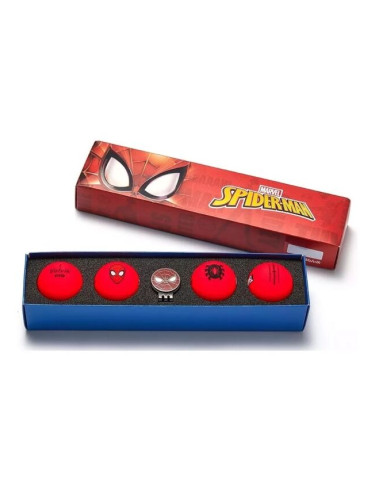VOLVIK GB VV MARVEL SPIDERMAN SET 4 BALLS + 1 BALLMARKER Топчета за голф, червено, размер
