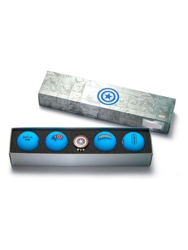 VOLVIK GB CAPTAIN AMERICA SET 4 BALLS + 1 BALLMARKER Топчета за голф, синьо, размер