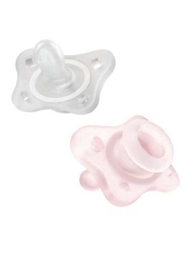 Chicco Physio Forma Mini Soft 0-2m биберон 0-2m Pink/Transparent 2 бр.