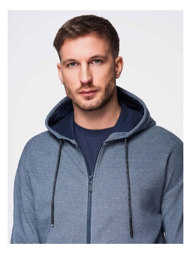 Ombre Men's soft-textured hooded sweatshirt - navy blue