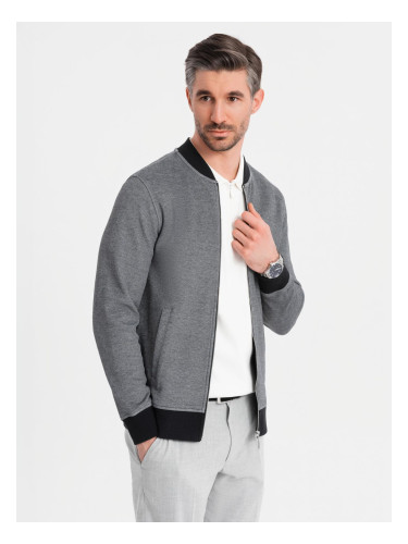 Ombre Men's pique knit bomber jacket - black