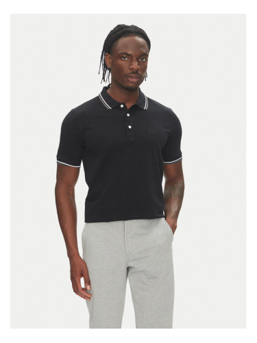 Lindbergh Тениска с яка и копчета 30-404010 Черен Relaxed Fit