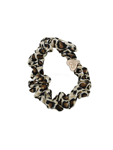 By Eloise London Silk Scrunchie Gold Heart Ластик за коса за жени 1 бр Нюанс Leopard