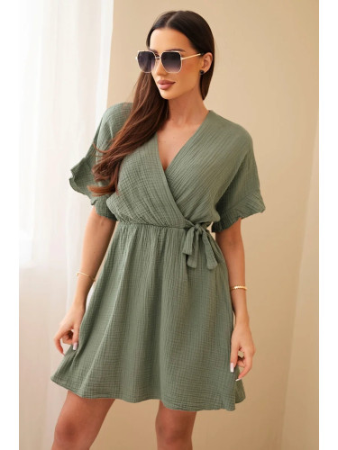 Kesi Włoski Muslin dress with waist light khaki