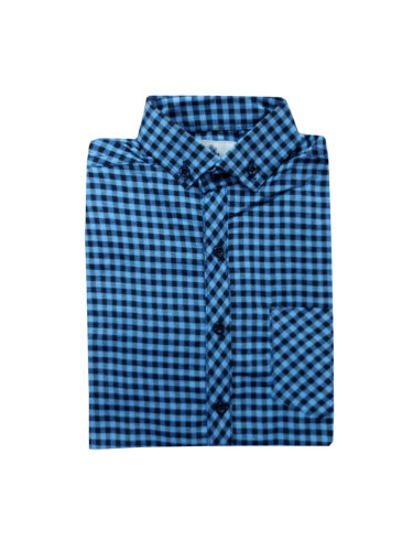 Официална детска риза с дълъг ръкав в светлосиньо и черно 964434