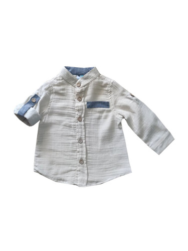 Официална детска/бебешка риза с дълъг ръкав в бежово