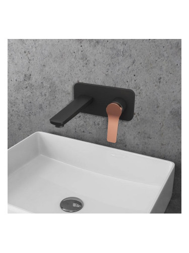 Стенен смесител за мивка WNX148073PA-RG Andare черно, розово злато