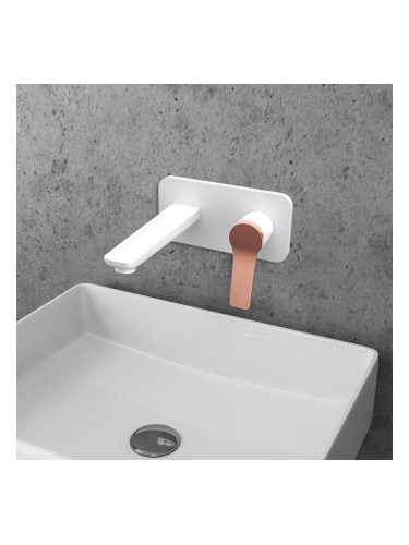 Стенен смесител за умивалник WNX148073PH-RG ANDARE бяло, розово злато