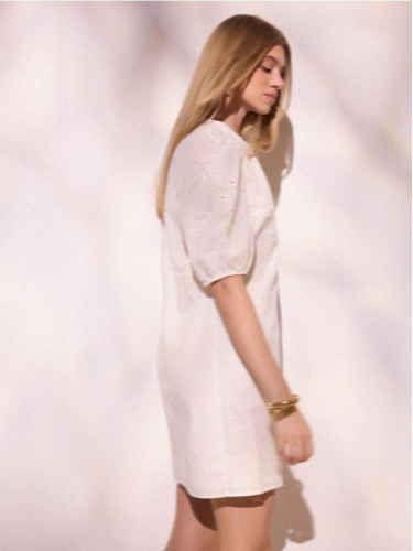 Mohito - Памучна мини рокля - кремaво