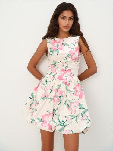 Mohito - Мини рокля на цветя - пастелно розово