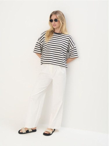 Mohito - Панталон с широки крачоли и колан - кремaво