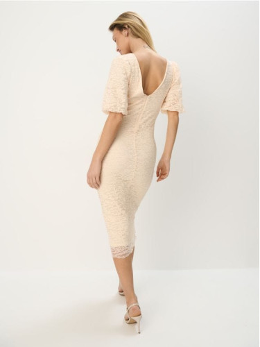 Mohito - Дантелена миди рокля - бежово