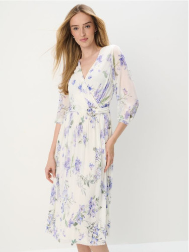 Mohito - Миди рокля на цветя - кремaво