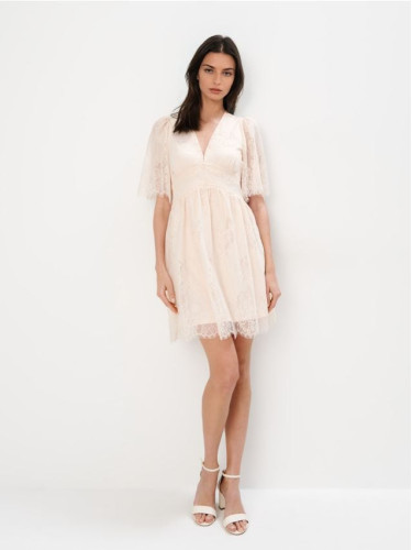 Mohito - Дантелена мини рокля - бежово