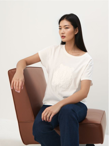 Mohito - Тениска с щампа - бяло