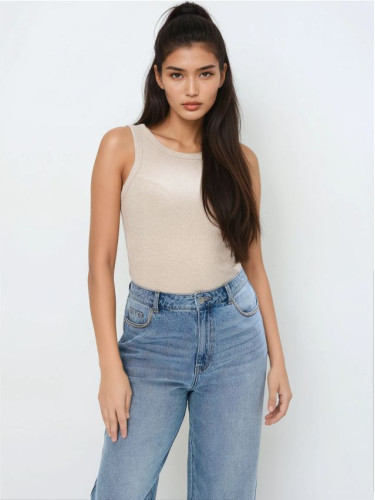 Mohito - Топ с метализирана нишка - бежово