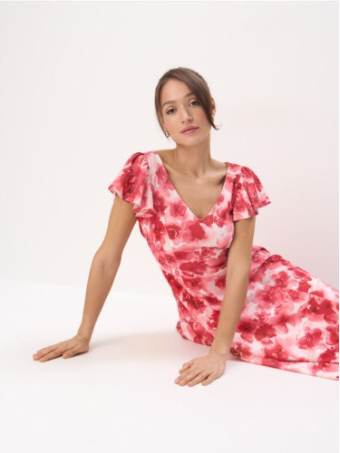 Mohito - Миди рокля на цветя - червен