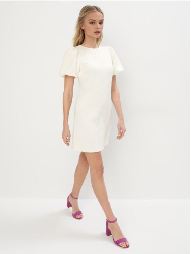 Mohito - Мини рокля с буфан ръкави - кремaво