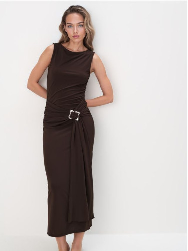 Mohito - Прилепнала миди рокля - тъмно кафяво