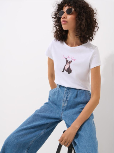 Mohito - Тениска с щампа - бяло