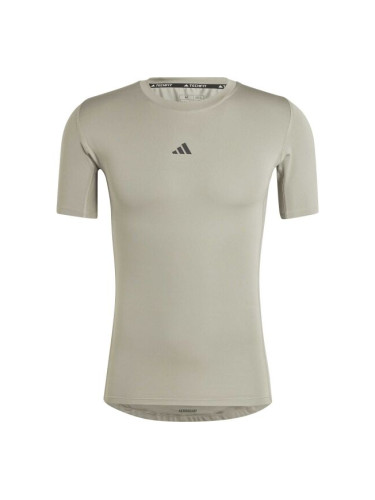 adidas TECHFIT COMPRESSION TRAINING T-SHIRT Мъжка фитнес тениска, сиво, размер XXL