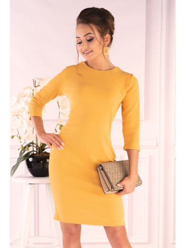 Елегантна миди рокля в жълто Nysani