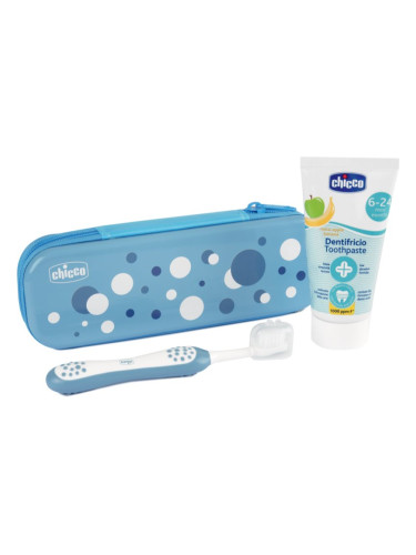 Chicco Always Smiling Set 6m+ Комплект за дентална грижа с калъфка Light Blue 1 бр.