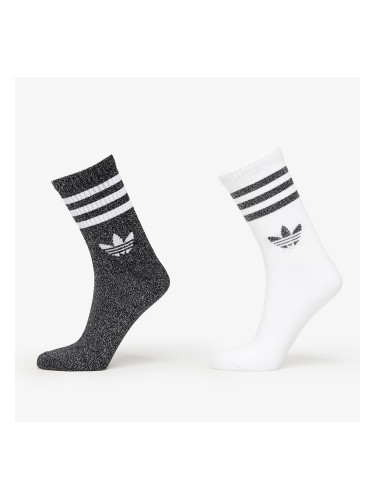 adidas 3-Stripes Glitter Crew Socks 2-Pack Black/ Lucid Red/ Lucid Blue S