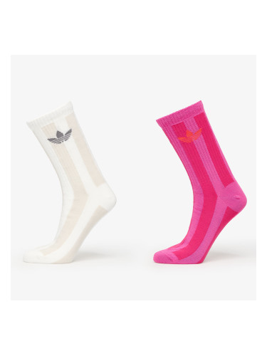 adidas Striped Crew Socks 2-Pack Off White/ Signal Green M