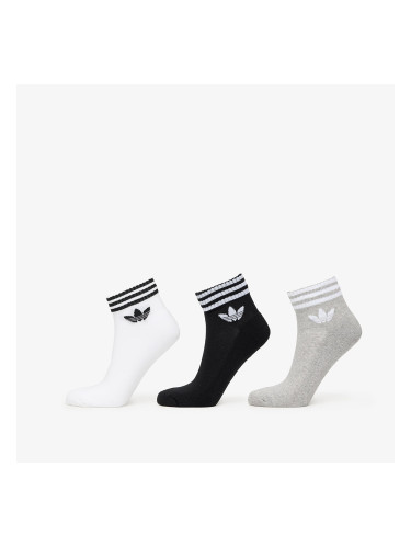 adidas 3-Stripes Ankle Socks 3-Pack White/ Medium Grey Heather/ Black L