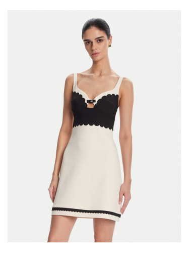 Elisabetta Franchi Коктейлна рокля AB70352E2 Бежов Regular Fit