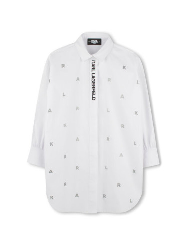 Karl Lagerfeld Kids Рокля тип риза Z30463 D Бял Relaxed Fit